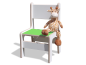 Preview: Kinderstuhl - Weiß mit bunter Sitzfläche